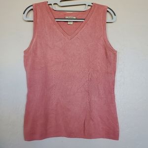 Tommy Bahama Light Pink V-Neck Sleeveless Ribbed Blouse Women's Size Large